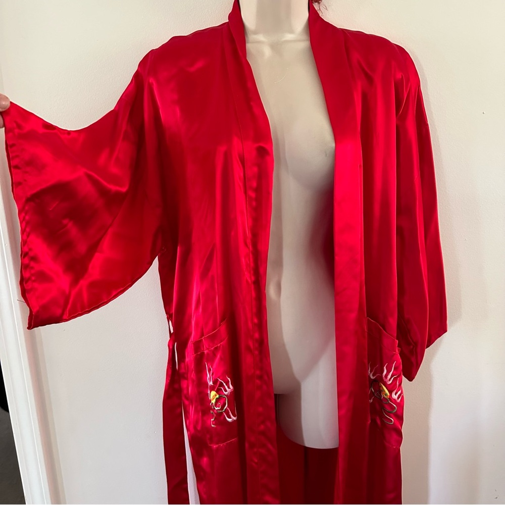 Elegant Red Satin Robe